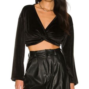 Lovers + Friends | black twist knot crop top
